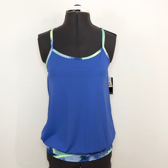 Nike NWT Womens Cascade Active Blue Green Tankini Top S - Picture 4 of 10